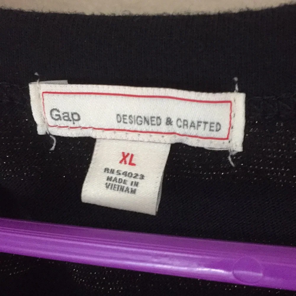 Gap Black with Metallic Stripes 3/4 Sleeve Top Tunic Tee Size XL - Picture 7 of 12